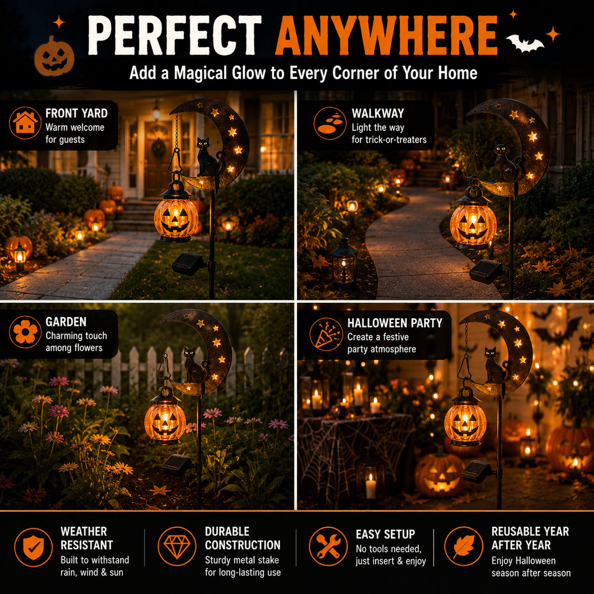 🎃Halloween Early Bird Special Sale 49% OFF-Pumpkin Moon Garden Stake Light