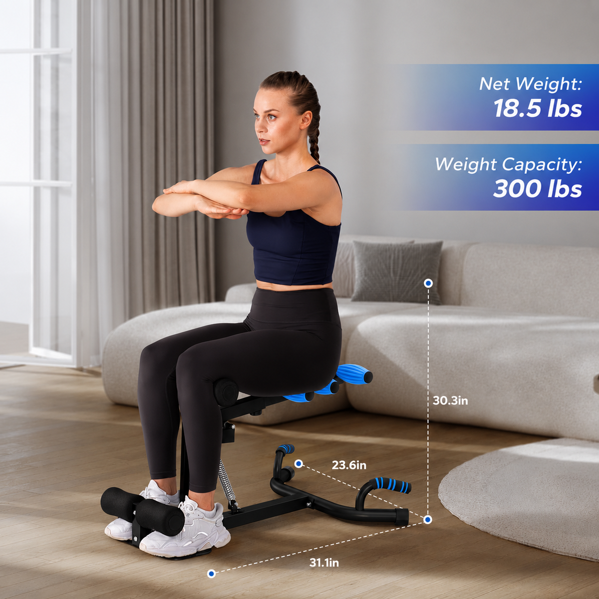 Adjustable Push-Up and Glute Trainer for Women's Home Gym: Core and Leg Workout