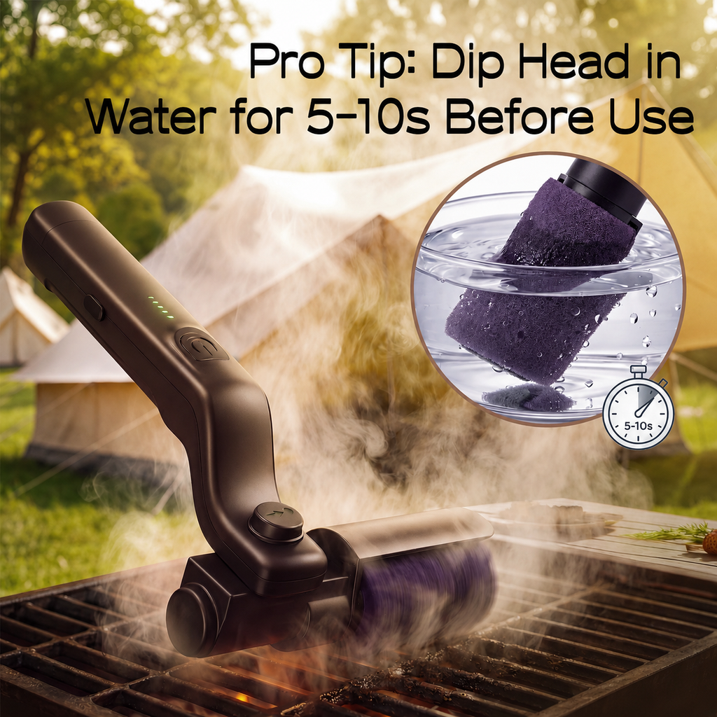 2026 Outdoor Electric Cordless Rotating BBQ Cleaner, Featuring 2 Brush Heads, 3 Speed Settings, and Adjustable Angle