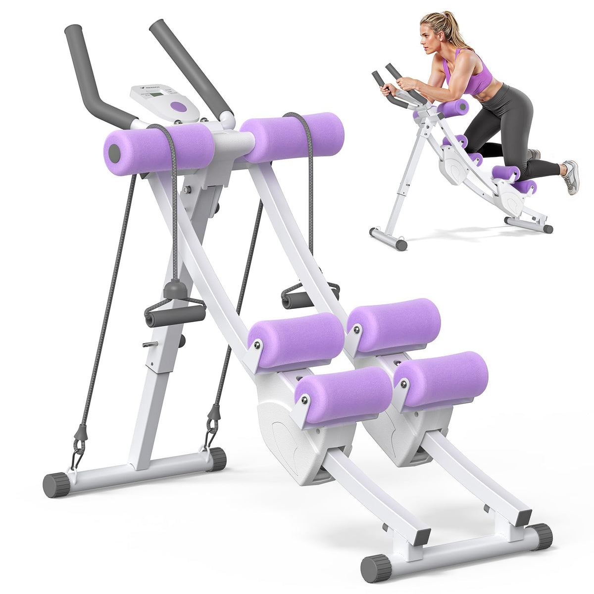 Dual Track Single Track Ab Trainer with LCD Monitor, 440lbs Weight Capacity