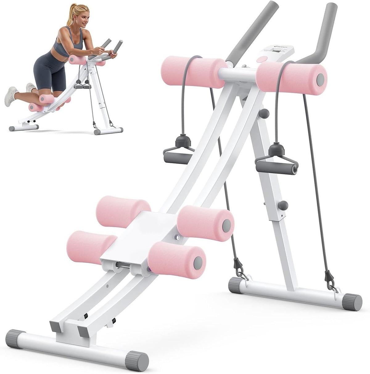 Dual Track Single Track Ab Trainer with LCD Monitor, 440lbs Weight Capacity