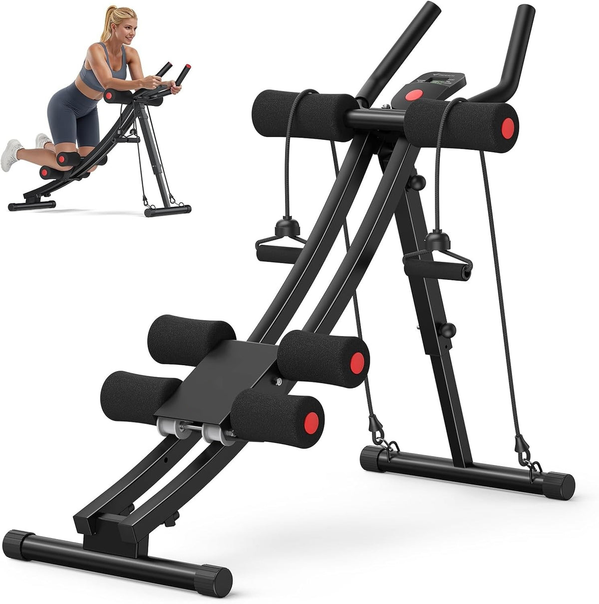 Dual Track Single Track Ab Trainer with LCD Monitor, 440lbs Weight Capacity