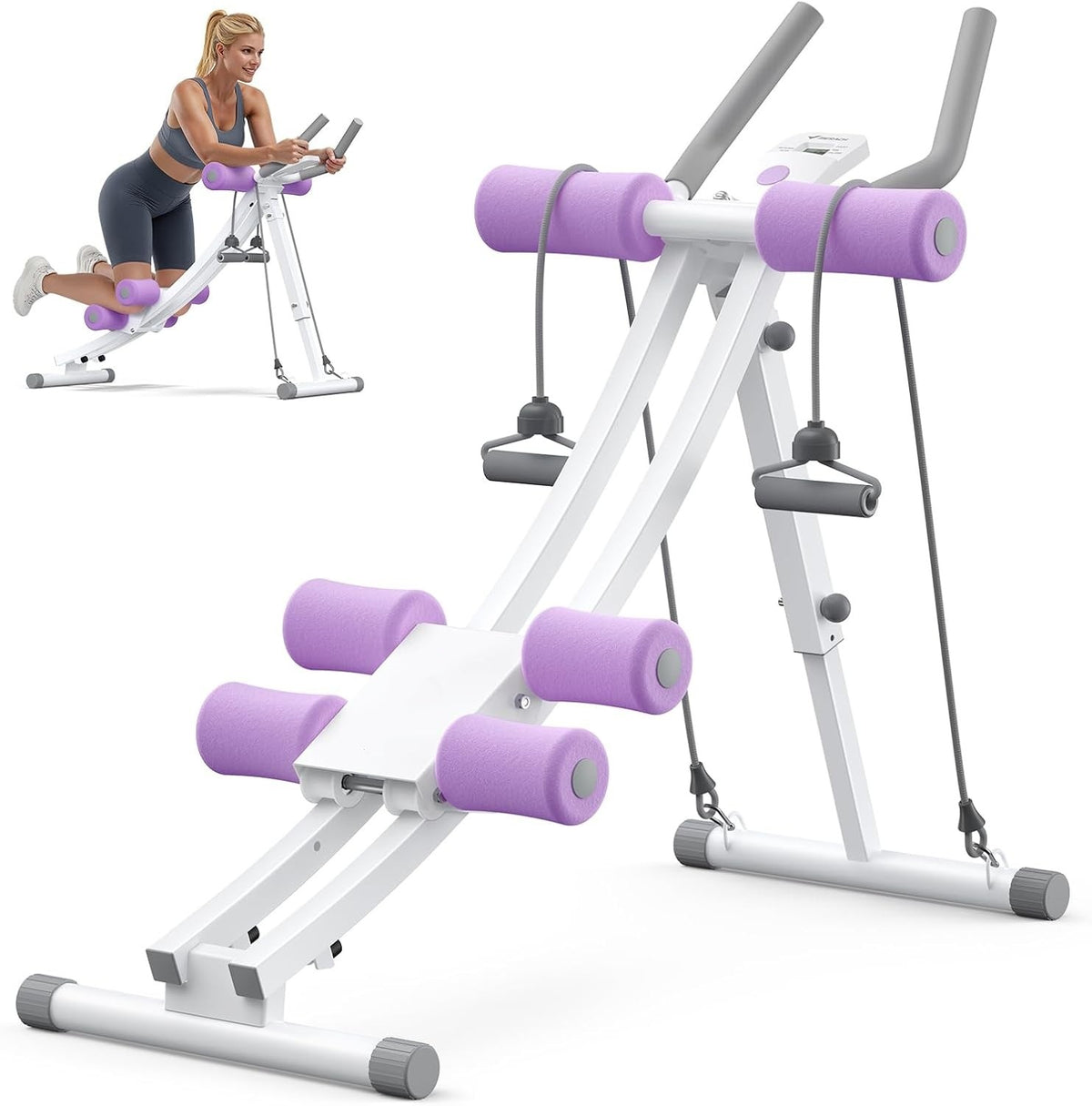 Dual Track Single Track Ab Trainer with LCD Monitor, 440lbs Weight Capacity