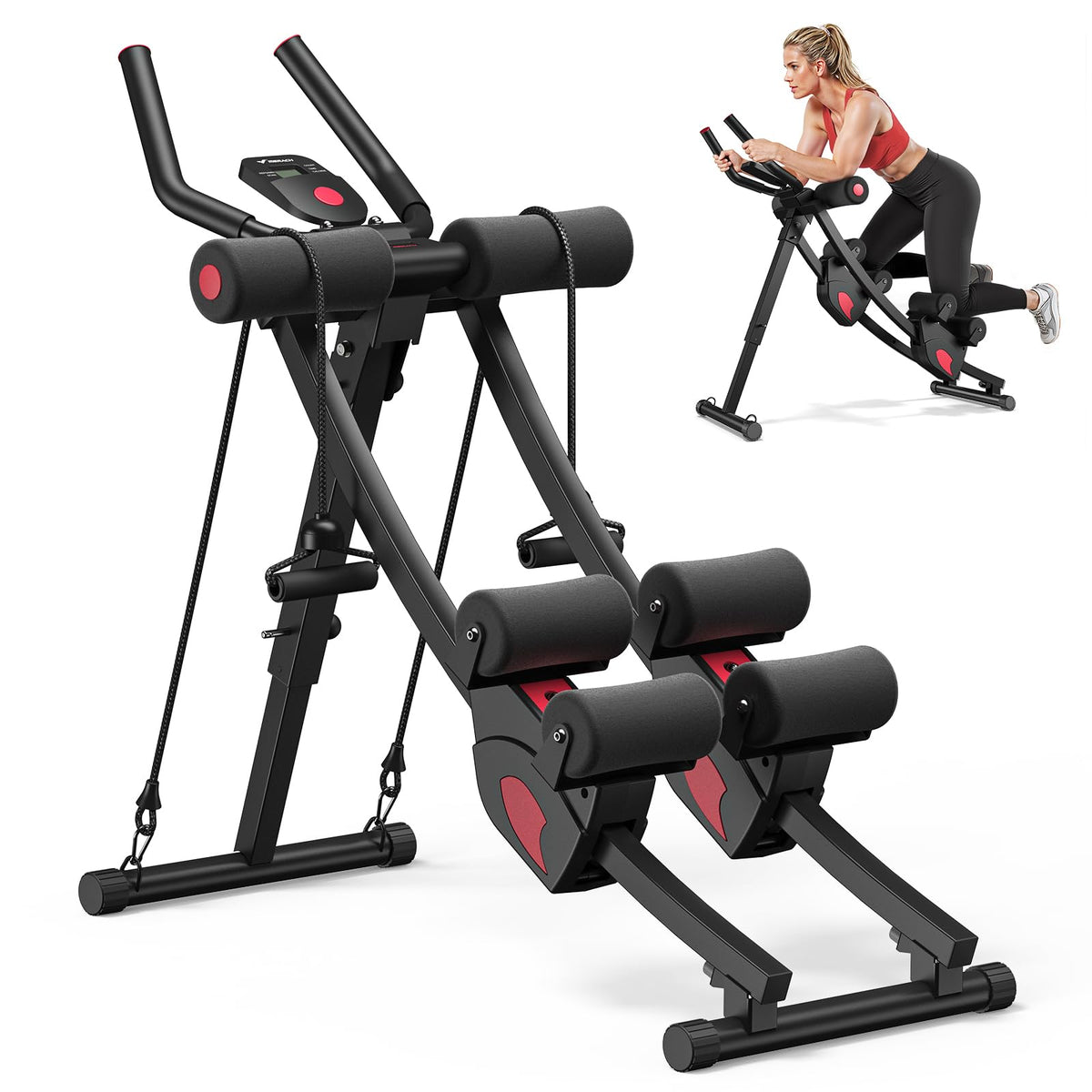 Dual Track Single Track Ab Trainer with LCD Monitor, 440lbs Weight Capacity
