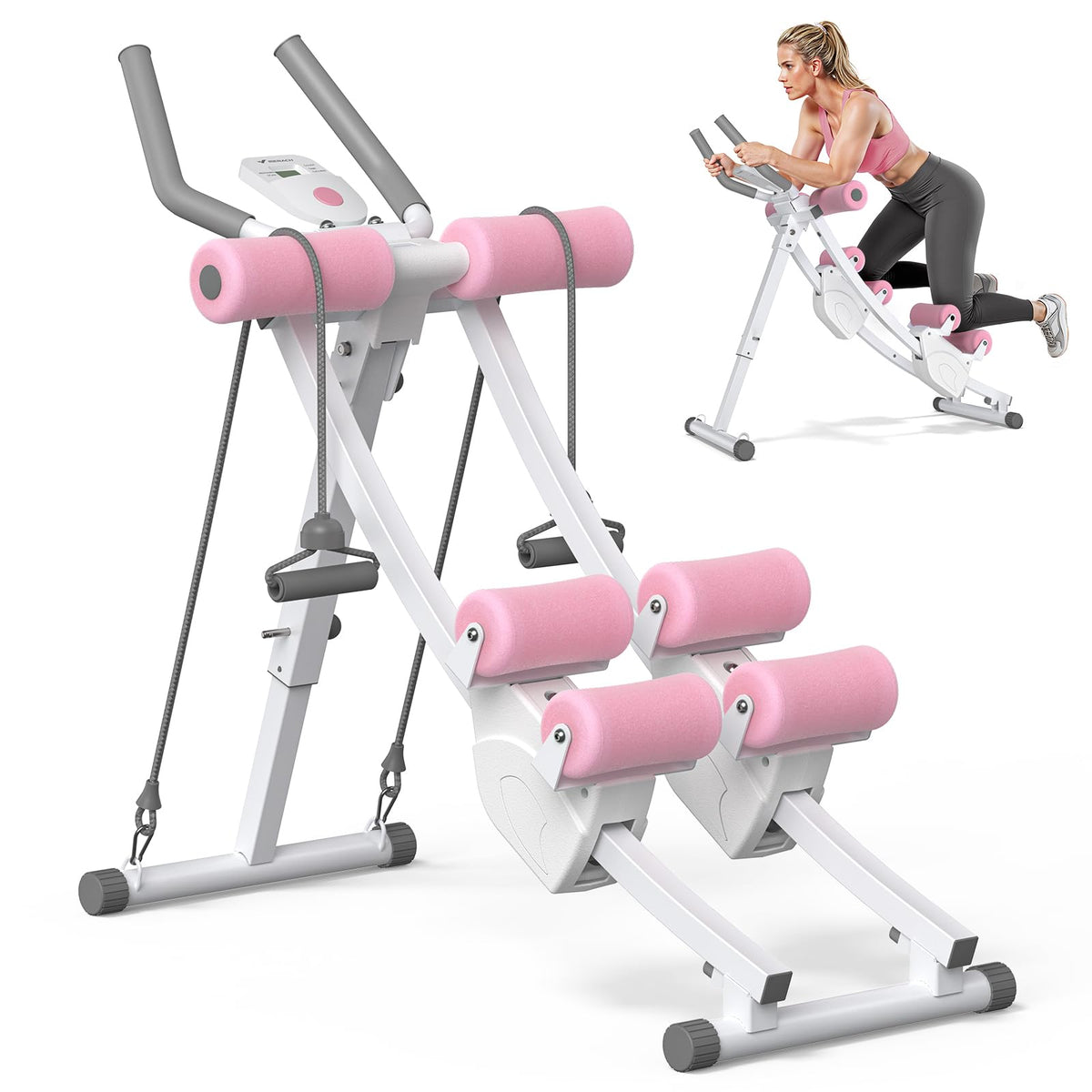 Dual Track Single Track Ab Trainer with LCD Monitor, 440lbs Weight Capacity