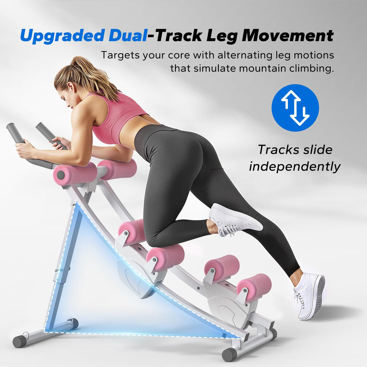 Dual Track Single Track Ab Trainer with LCD Monitor, 440lbs Weight Capacity