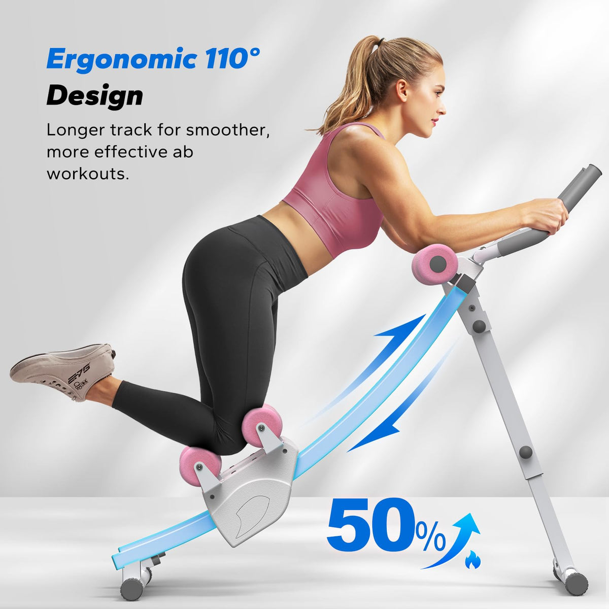 Dual Track Single Track Ab Trainer with LCD Monitor, 440lbs Weight Capacity