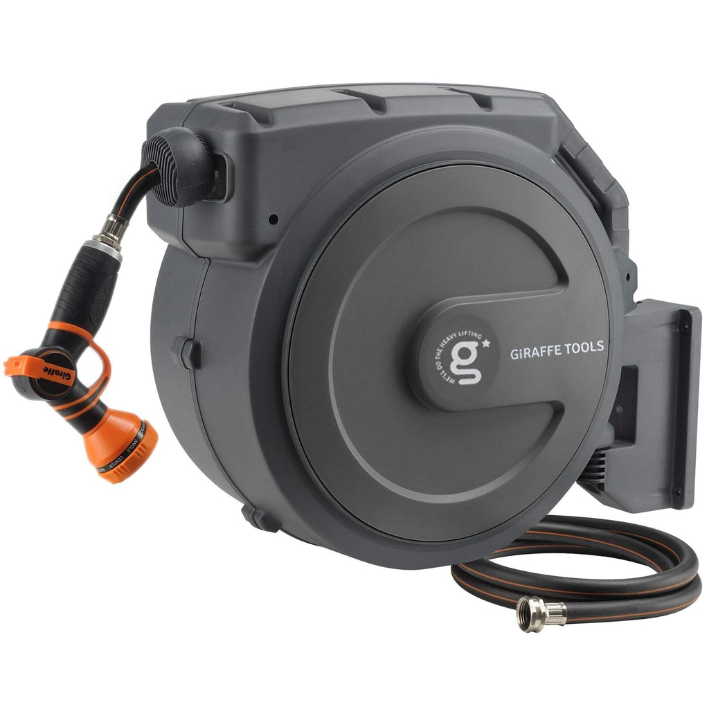 Retractable Garden Hose Reel, Wall-Mounted with 180-Degree Swivel Bracket