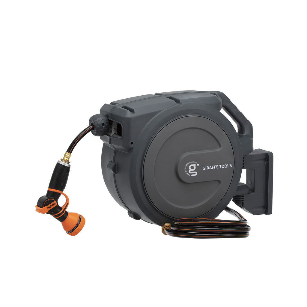 Retractable Garden Hose Reel, Wall-Mounted with 180-Degree Swivel Bracket