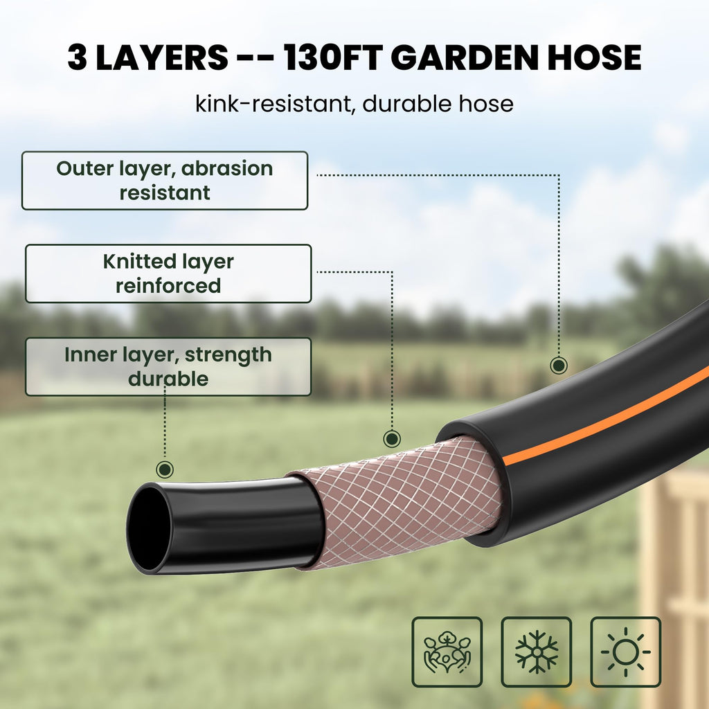 Retractable Garden Hose Reel, Wall-Mounted with 180-Degree Swivel Bracket