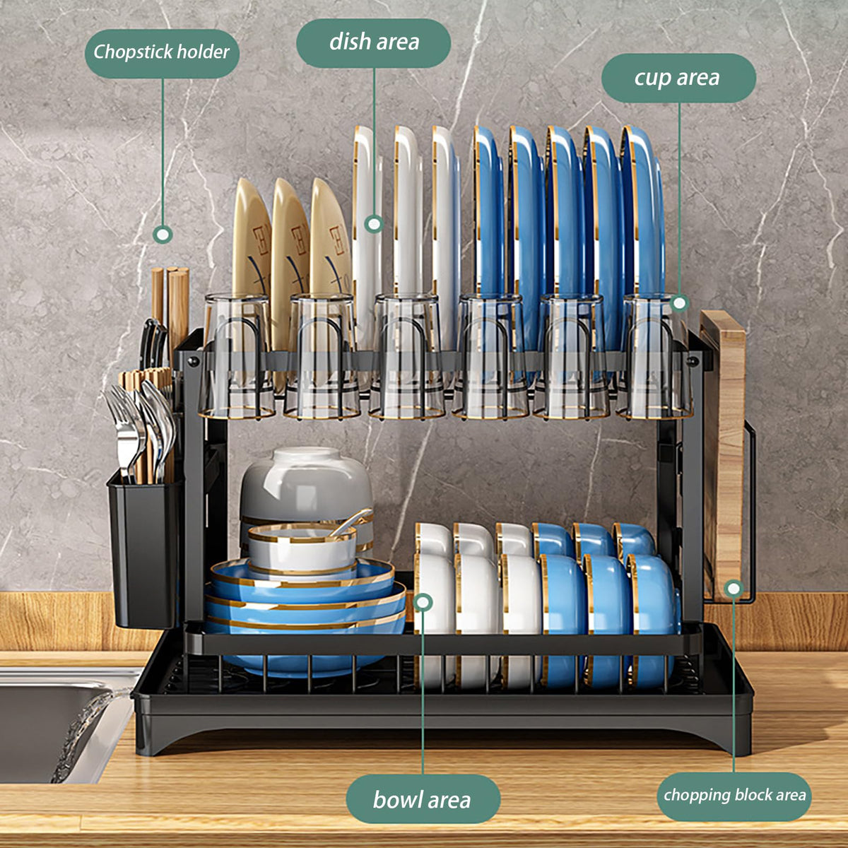 🔥LAST DAY 60% OFF⏰️Double-Layer Kitchen Countertop Drain Rack