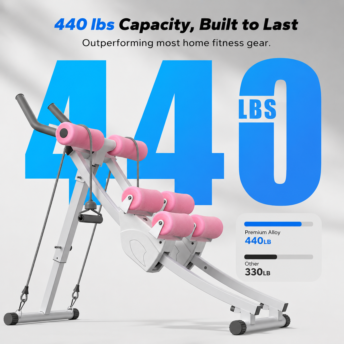 Dual Track Single Track Ab Trainer with LCD Monitor, 440lbs Weight Capacity