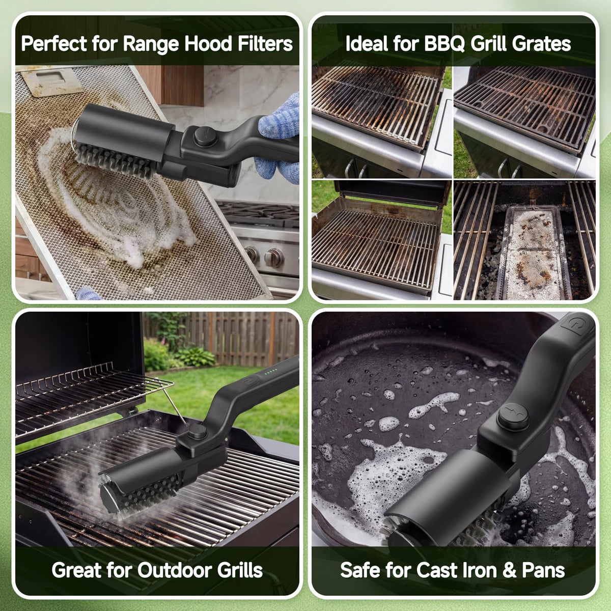 2026 Outdoor Electric Cordless Rotating BBQ Cleaner, Featuring 2 Brush Heads, 3 Speed Settings, and Adjustable Angle