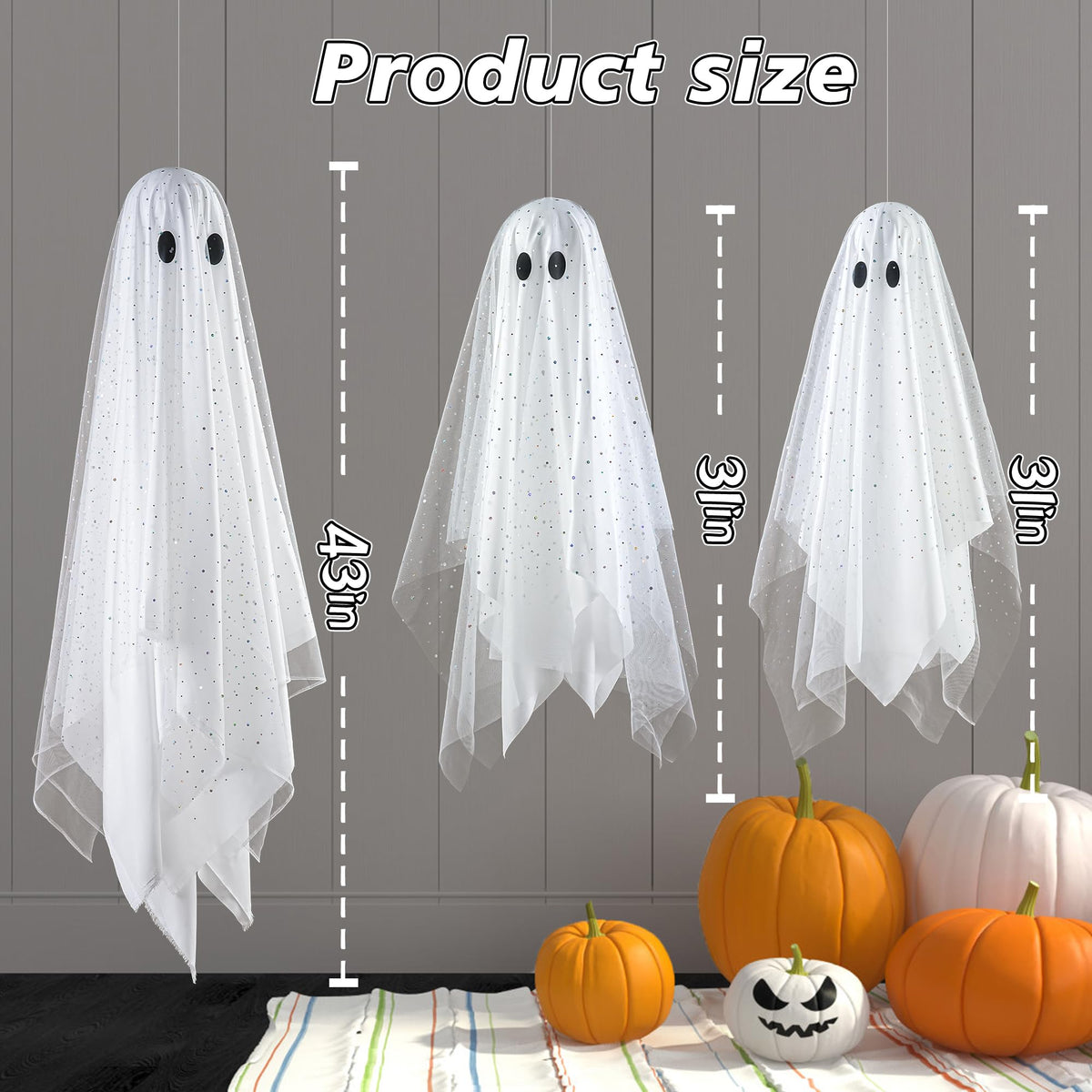🎃Halloween Decorations Outdoor Indoor👻-5.3ft or 6.6ft,Ghost Light,Halloween Decor for Tree,Yard,Porch,Garden