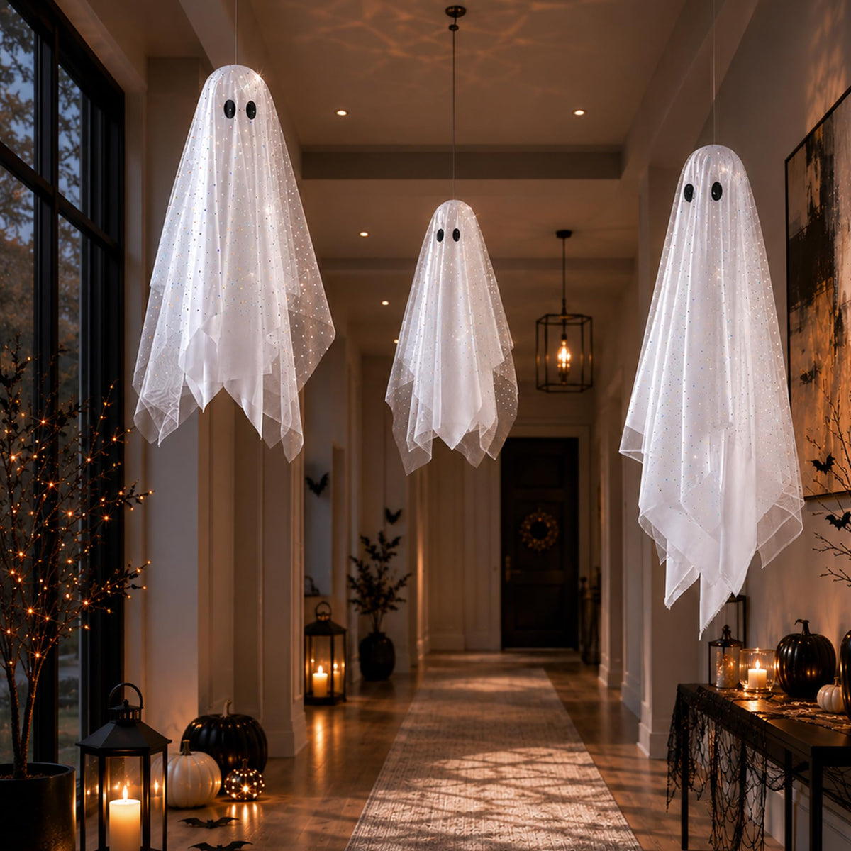 🎃Halloween Decorations Outdoor Indoor👻-5.3ft or 6.6ft,Ghost Light,Halloween Decor for Tree,Yard,Porch,Garden