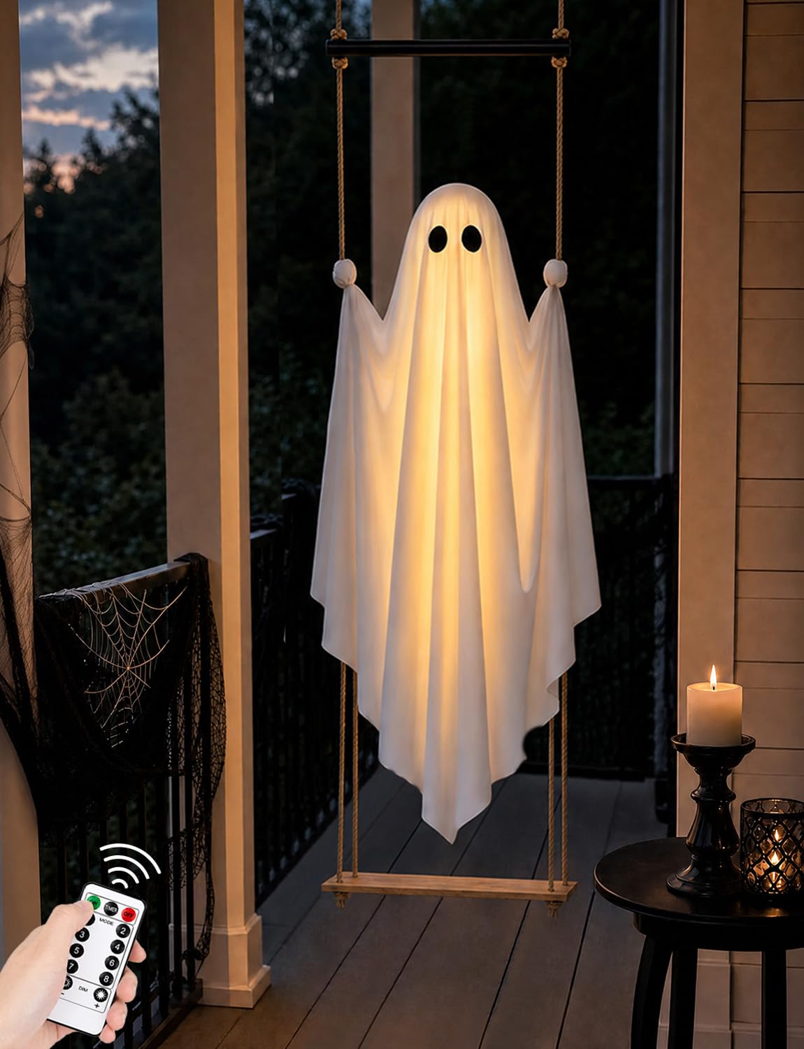 🎃Halloween Decorations Outdoor Indoor👻-5.3ft or 6.6ft,Ghost Light,Halloween Decor for Tree,Yard,Porch,Garden