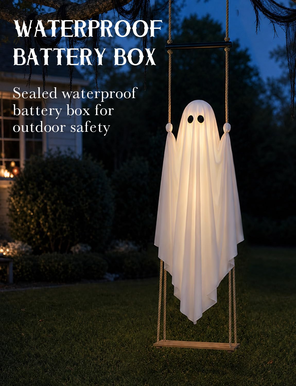 🎃Halloween Decorations Outdoor Indoor👻-5.3ft or 6.6ft,Ghost Light,Halloween Decor for Tree,Yard,Porch,Garden